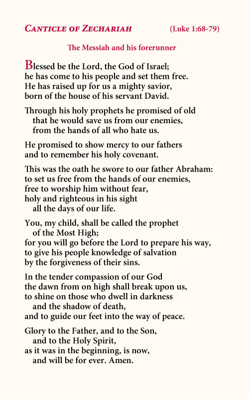 Magnificat Canticle Of Zechariah